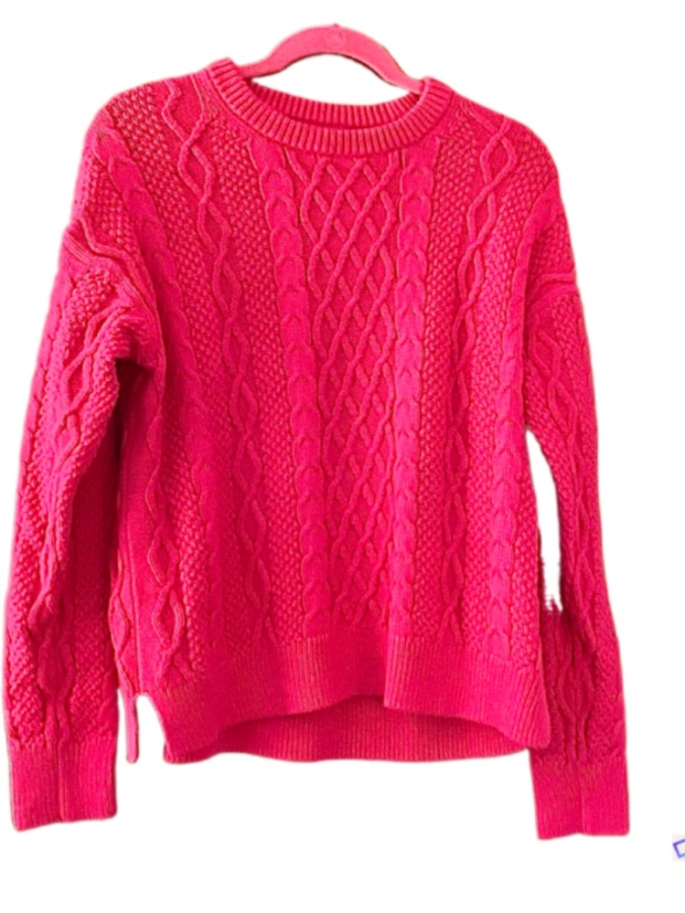 J Crew Womens Pink Cotton Cable Knit Sweater, L